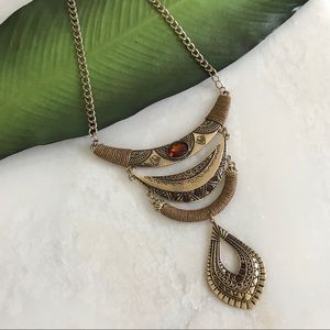ANTIQUE GOLD TRIBAL BOHO NECKLACE